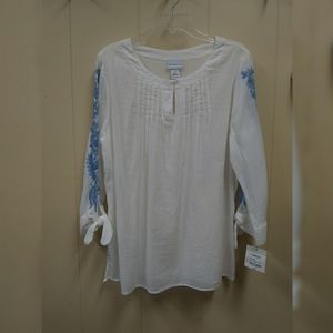 Liz Claiborne Ibiza Waves 3/4 sleeve tunic style stop sz L NWT